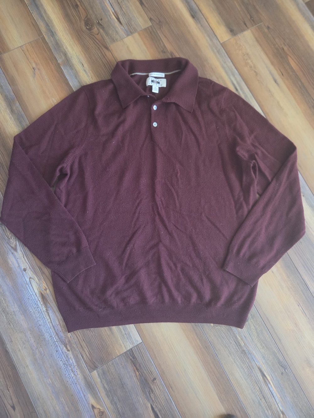 Joseph Abboud Men's Long Sleeve Polo Sweater Marino Wool XL
